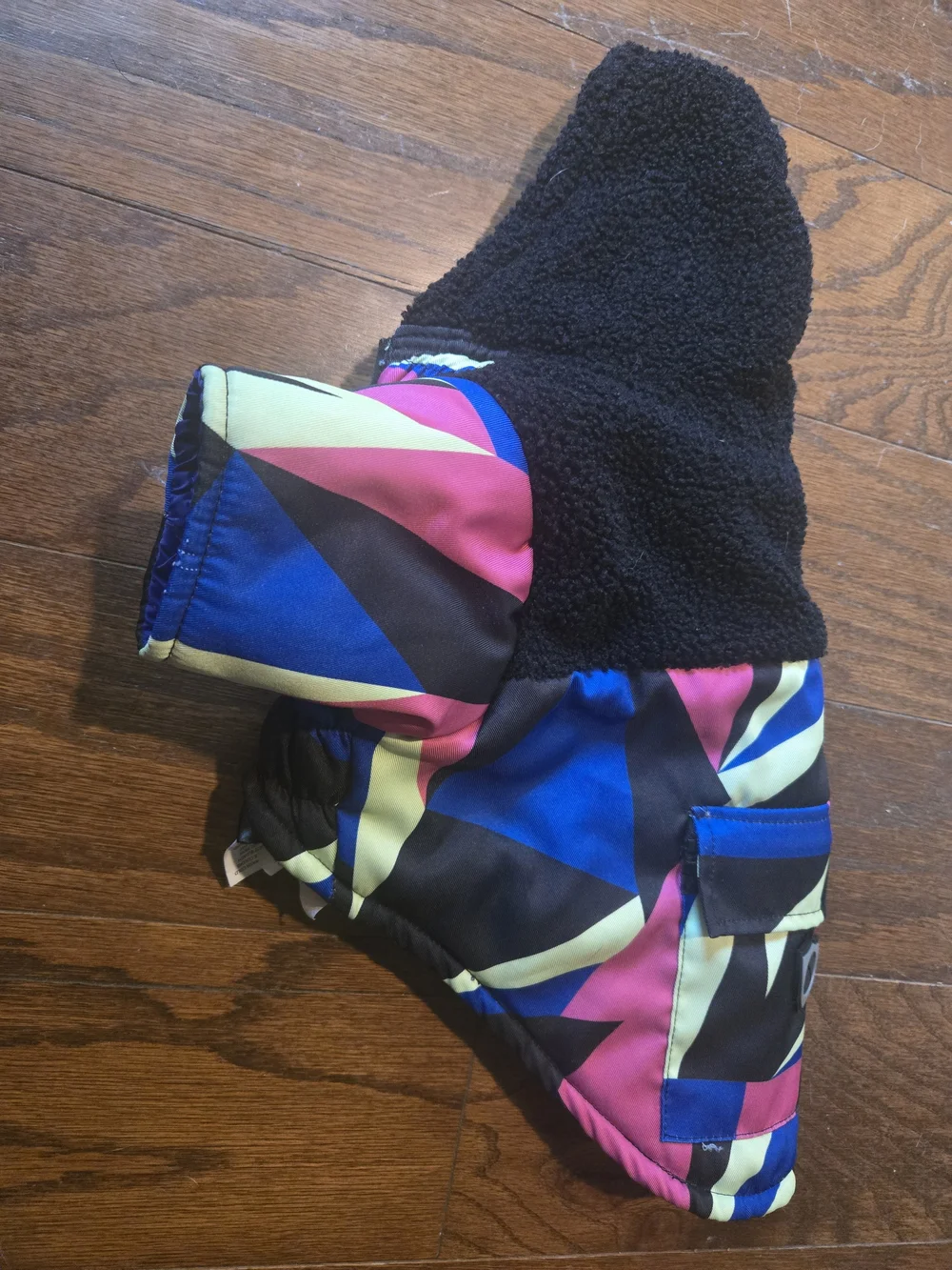Colorful Geometric Hooded Dog Coat - Small